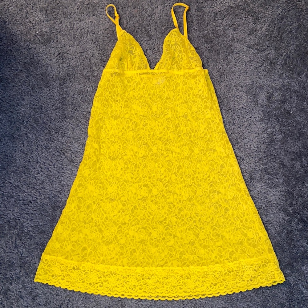 VS Sexy Yellow Lace Lingerie